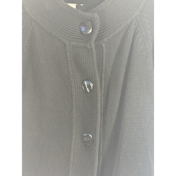 Ann Taylor Loft Blk Lrg Butt-up 100% Cotton Cap Sleeve Sweater Sz L - Picture 10 of 11